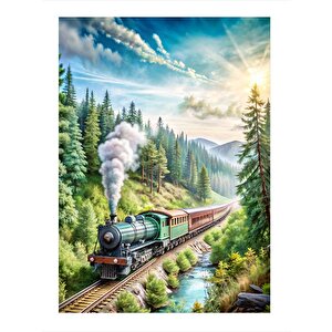 Tren Manzarası Mdf Tablo 35cm X50cm 35x50 cm