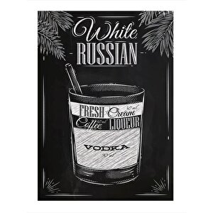 White Russian Kokteyl Art Mdf Poster 25cmx 35cm 25x35 cm