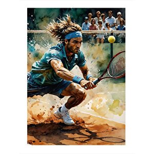 Tenis Oynayan Adam Dekoratif Mdf Tablo 35cm X50cm 35x50 cm