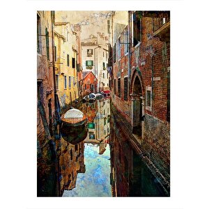 Venedik İtalya Desenli Ahşap Tablo 35cm X50cm 35x50 cm