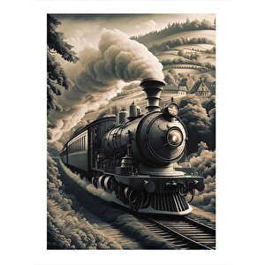 Retro Tren Hediyelik Mdf Tablo 35cm X50cm 35x50 cm