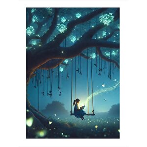 Salıncaktaki Kız Çocuğu Art Mdf Tablo 25cmx 35cm 25x35 cm