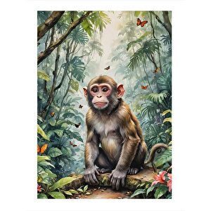 Ormandaki Maymun Desenli Mdf Tablo 25cmx 35cm 25x35 cm