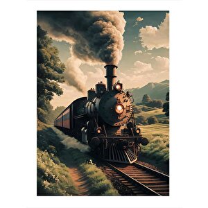 Retro Tren  Dekoratif Mdf Tablo 35cm X50cm 35x50 cm