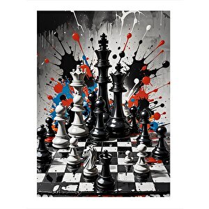 Satranç Temalı Dekoratif Mdf Tablo 25cmx 35cm 25x35 cm