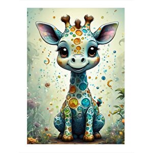 Sevimli Yavru Zürafa Hediyelik Ahşap Tablo 25cmx 35cm 25x35 cm