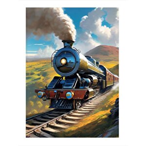 Retro Tren Dekoratif Mdf Tablo 25cmx 35cm 25x35 cm