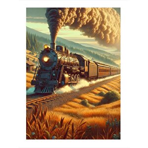 Retro Tren Art Mdf Tablo 25cmx 35cm 25x35 cm