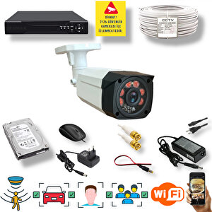 1 Kameralı Set - Araç İnsan Yüz Tanımalı Hareket Algilayan 1080p Gece Görüşlü 5mp Sony Lens Güvenlik Kamerasi Seti 7808-1