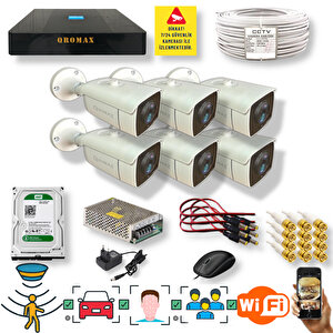 6 Kamerali Set - Araç İnsan Yüz Hareket Algılayan 24 Smd Led 5mp Sony Lensli 1080p Metal Kasa Güvenlik Kamerasi Seti 6224