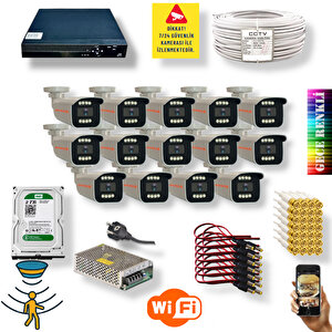 14 Kameralı Set - Gece Renkli Gösteren Hareket Algılayan 5 Mp Sony Lensli 1080p Full Hd Güvenlik Kamerası Seti 908w