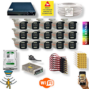 15 Kameralı Set - Gece Renkli Gösteren Hareket Algılayan 5 Mp Sony Lensli 1080p Full Hd Güvenlik Kamerası Seti 908w