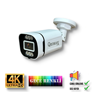 7 Kameralı IP Set - Yapay Zeka Özellikli Gece Renkli Gösteren Sesli 6 Warm Ledli 4K FULLHD IP Güvenlik Kamerası Seti 4386WS