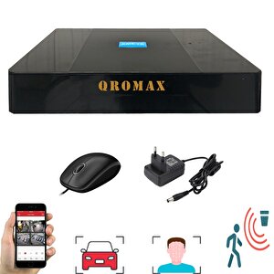 Qromax 7 Kameralı Set - Yapay Zeka Özellikli Geniş Açılı Araç İnsan Yüz Tanımalı 2.8mm 5mp Sony Lensli Güvenlik Kamerası Seti 4204-9008