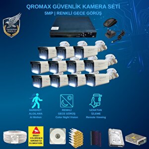 11 Kameralı Set - Gece Renkli Gösteren Hareket Algılayan 5 Mp Sony Lensli 1080p Full Hd Güvenlik Kamerası Seti 3404w