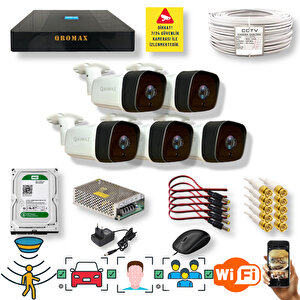 5 Kameralı Set - Araç İnsan Yüz Hareket Algılayan 36 Ir Led 5mp Sony Lensli 1080p Metal Kasa Güvenlik Kamerası Seti 5236