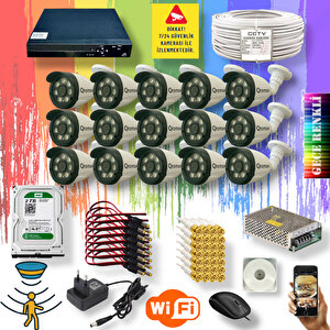 15 Kameralı Set - Gece Renkli Gösteren Hareket Algılayan 5 Mp Sony Lensli 1080p Full Hd Güvenlik Kamerası Seti 3908w