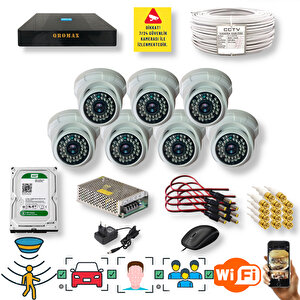 7 Kameralı Set - Araç İnsan Yüz Hareket Algılayan Gece Görüşlü 36 Ir Led 5mp Sony Lensli 1080p Dome Güvenlik Kamerası Seti D136b
