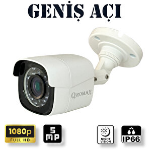 5 Kameralı Set - Yapay Zeka Özellikli Geniş Açılı Gece Görüşlü 5 MP Sony Lensli FullHD Güvenlik Kamerası Seti 5620-108