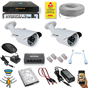 2 Kameralı Set - 5 Mp 1940p Sensör 6 Megapiksel Sony Lens Metal Kasa Ip Güvenlik Kamerası Seti