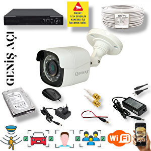 1 Kameralı Set - Yapay Zeka Özellikli Geniş Açılı Gece Görüşlü 5 MP Sony Lensli FullHD Güvenlik Kamerası Seti 5620-104