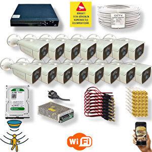 15 Kamerali Set - Hareket Algilayan Gece Görüşlü 24 Smd Led 5mp Sony Lensli 1080p Full Hd Metal Kasa Güvenlik Kamerasi Seti 6224