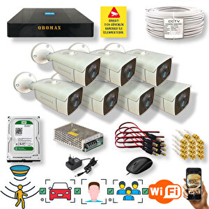 7 Kamerali Set - Araç İnsan Yüz Hareket Algılayan 24 Smd Led 5mp Sony Lensli 1080p Metal Kasa Güvenlik Kamerasi Seti 6224