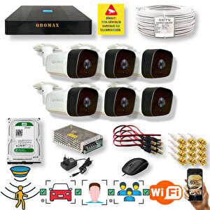 6 Kameralı Set - Araç İnsan Yüz Hareket Algılayan 36 Ir Led 5mp Sony Lensli 1080p Metal Kasa Güvenlik Kamerası Seti 5236