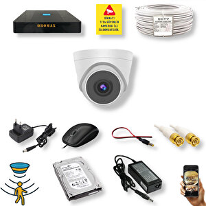 1 Kameralı Set - Hareket Algılayan 1080p 5 Mp Sony Lens 6 Smart Led Dome Fullhd İç Mekan Güvenlik Kamerası Seti D206sl