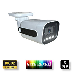 5 Kameralı Set - Yapay Zeka Özellikli Gece Renkli Gösteren 5 Mp Lensli 1080P FullHD Güvenlik Kamerası Seti 784w-108
