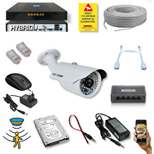1 Kameralı Set - 5 Mp 1940p Sensör 6 Megapiksel Sony Lens Metal Kasa Ip Güvenlik Kamerası Seti