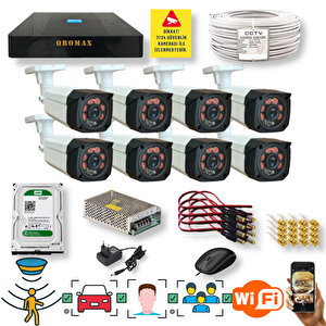 8 Kameralı Set - Araç İnsan Yüz Tanımalı Hareket Algilayan 1080p Gece Görüşlü 5mp Sony Lens Güvenlik Kamerasi Seti 7808