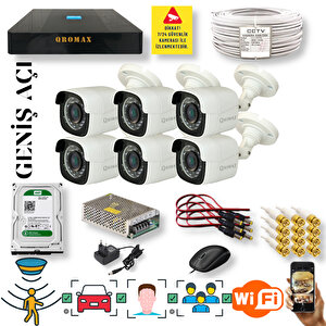 6 Kameralı Set - Geniş Açılı Hareket Algılayan Gece Görüşlü 5 MP Sony Lensli FullHD Güvenlik Kamerası Seti 5620-9008