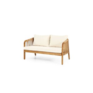 Spongia 2+1+1+Masa Örgülü Masif Ahşap Bahçe Oturma Grubu Dekoratif Modern Veranda Ahşap Çay Seti