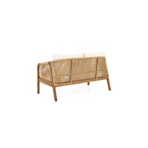 Spongia 2+1+1+Masa Örgülü Masif Ahşap Bahçe Oturma Grubu Dekoratif Modern Veranda Ahşap Çay Seti
