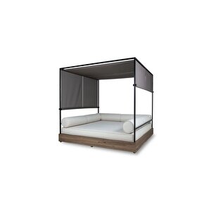 Tunase    Ayarlanabilir Perde Güneşlikli Havuz Başı Dekoratif Daybed Şezlong
