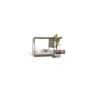Tunase    Ayarlanabilir Perde Güneşlikli Havuz Başı Dekoratif Daybed Şezlong