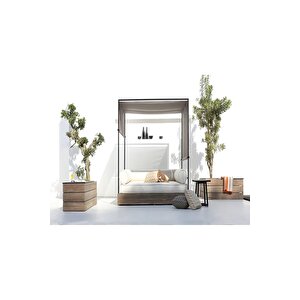 Tunase    Ayarlanabilir Perde Güneşlikli Havuz Başı Dekoratif Daybed Şezlong