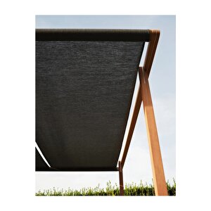 Uctos    2 Kişilik Ahşap Dekoratif Şezlong Dış Mekan Perdeli Havuz Başı Çatılı Daybed Şezlong