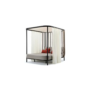 Parla Perdeli Dekoratif Dış Mekan Şezlong Çatılı Havuz Başı Daybed Şezlong