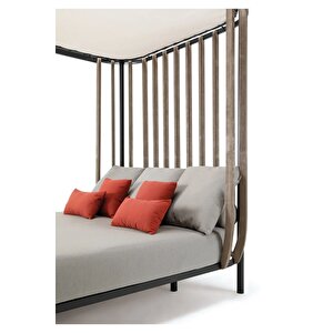 Parla Perdeli Dekoratif Dış Mekan Şezlong Çatılı Havuz Başı Daybed Şezlong