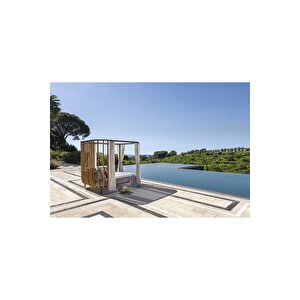 Parla Perdeli Dekoratif Dış Mekan Şezlong Çatılı Havuz Başı Daybed Şezlong