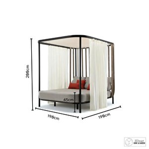Parla Perdeli Dekoratif Dış Mekan Şezlong Çatılı Havuz Başı Daybed Şezlong