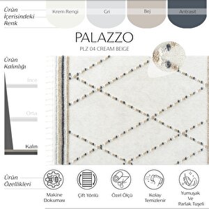 Palazzo 04 Krem Bej Salon Halısı Hav Vermez Çocuk Odası Halısı Mutfak Koridor Kesme Yolluk 200x290 cm