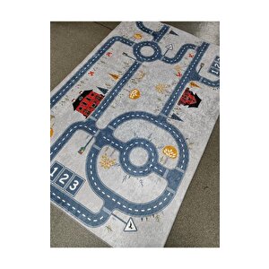 Halıcı Mustafa Kd-153 Gri Deri Taban Dijital Baskı Halı Çocuk Odası Halısı 160x230 cm