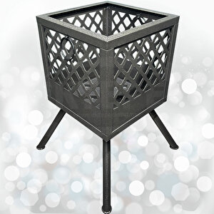 Ateş Çukuru 2 Adet Mangal Izgaralı Bahçe Şöminesi Barbekü Soba Firepit Ateş Çanağı