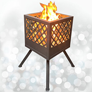 Bahçe Şöminesi Ateş Çukuru 60 Litre Büyük Boy Şömine Bahçe Sobası Balkon Isıtma Fire Pit