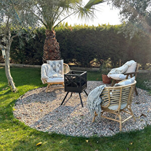 Bahçe Şöminesi Ateş Çukuru 60 Litre Büyük Boy Şömine Bahçe Sobası Balkon Isıtma Fire Pit