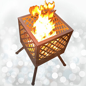 Bahçe Şöminesi Ateş Çukuru 60 Litre Büyük Boy Şömine Bahçe Sobası Balkon Isıtma Fire Pit