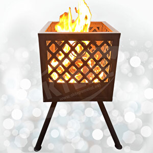 Bahçe Şöminesi Ateş Çukuru 60 Litre Büyük Boy Şömine Bahçe Sobası Balkon Isıtma Fire Pit